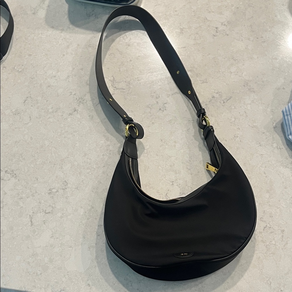 JW PEI Black Shoulder Bag with Gold Accents NYLON MATERIAL